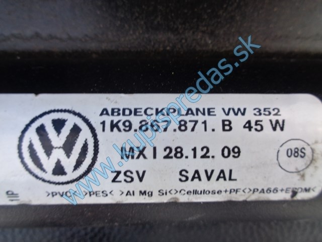 zadná roleta do kufra na vw volkswagen golf 6 kombi, 1K9867871B